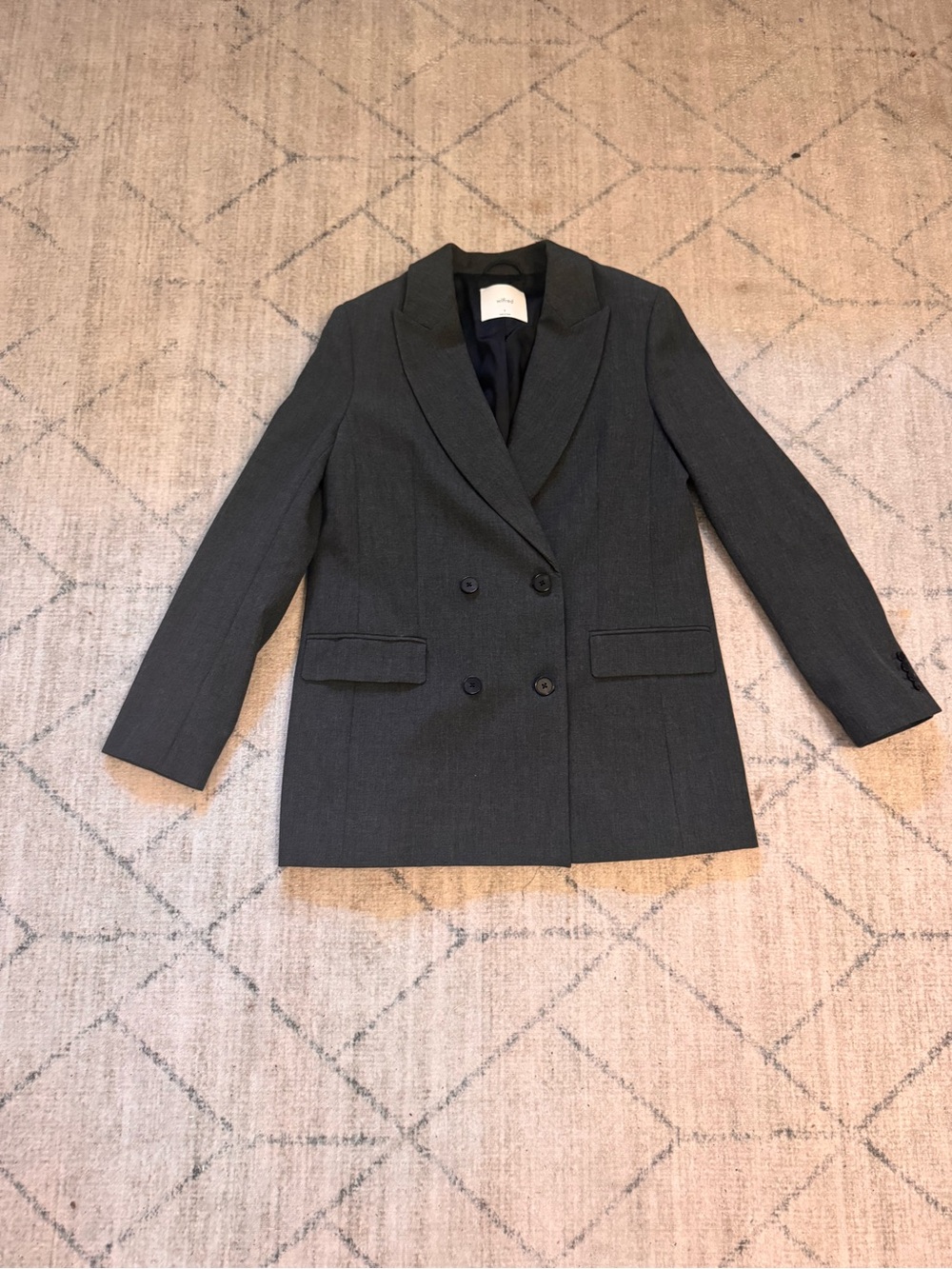 Aritzia Double-Breasted Charcoal Gray Blazer